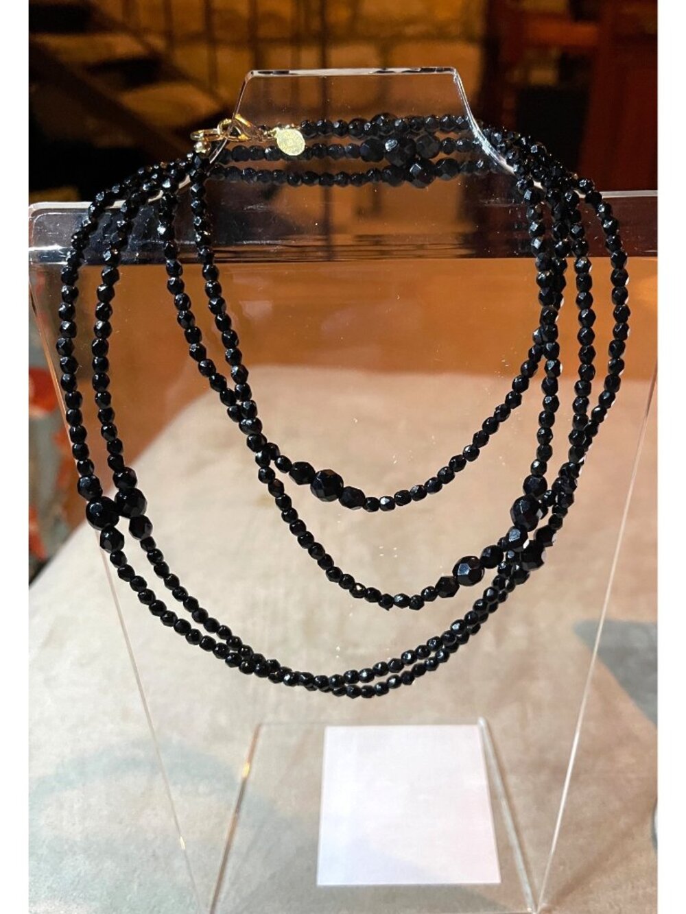Vintage Robert Rose Black Faceted Glass Beaded 24" Necklace